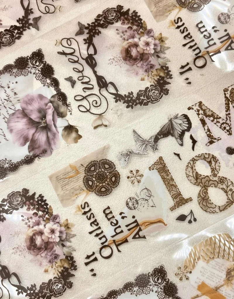 Kağıt Gemi Dükkan Paper Ship Shop Romantic Series Purple Floral Patterned Washi Tape Washi Tape Waterproof Bullet Journal