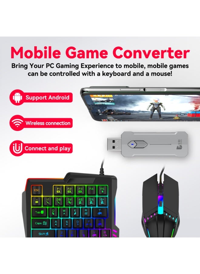 General Classic Mobile Gaming Keyboard Mouse Converter Set 5 in 1 Mobile Game Combo Pack for Android HarmonyOS Hyper OS Samsung, Recoil Control Function Wireless Connection  - Image 2