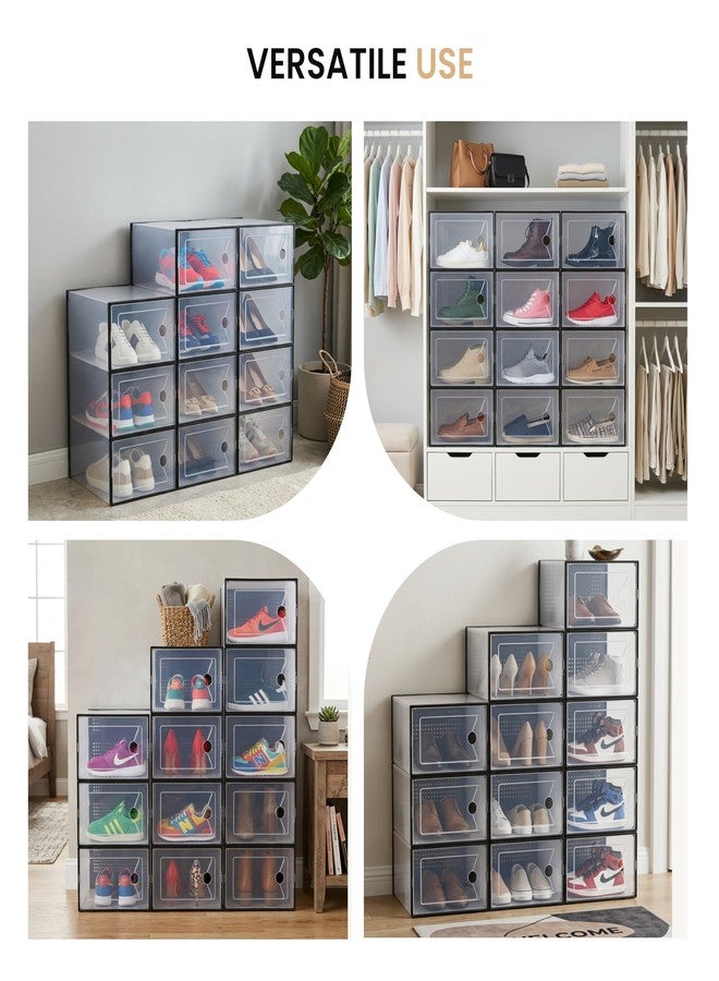 HealSmart 15-Pack Large Shoe Storage Boxes, Stackable Plastic Shoe Organizer with Lids, Large Shoe Rack & Storage Containers for Closet, Under Bed, Entryway, Black - Image 5
