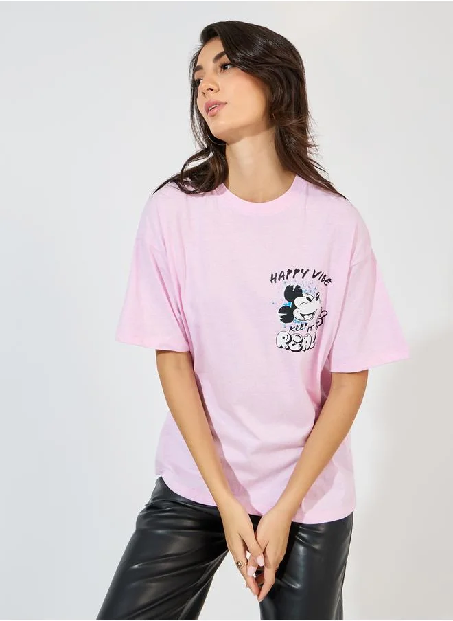 Styli Mickey Mouse Happy Vibe Graphic Oversized T-Shirt