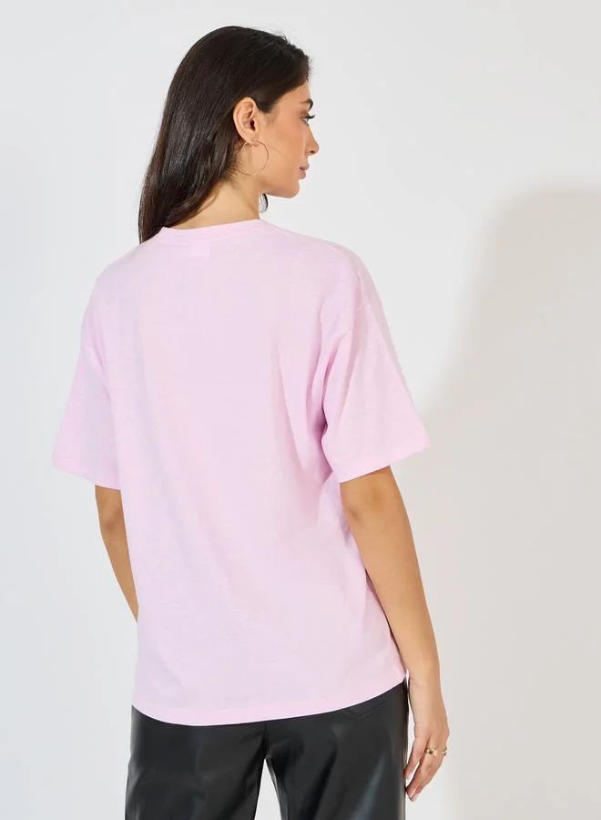 Styli Mickey Mouse Happy Vibe Graphic Oversized T-Shirt