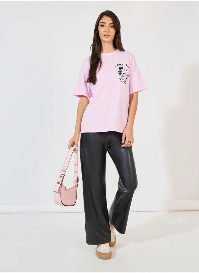 Styli Mickey Mouse Happy Vibe Graphic Oversized T-Shirt