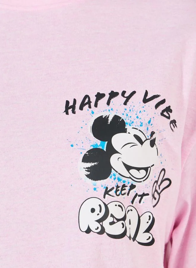 Styli Mickey Mouse Happy Vibe Graphic Oversized T-Shirt