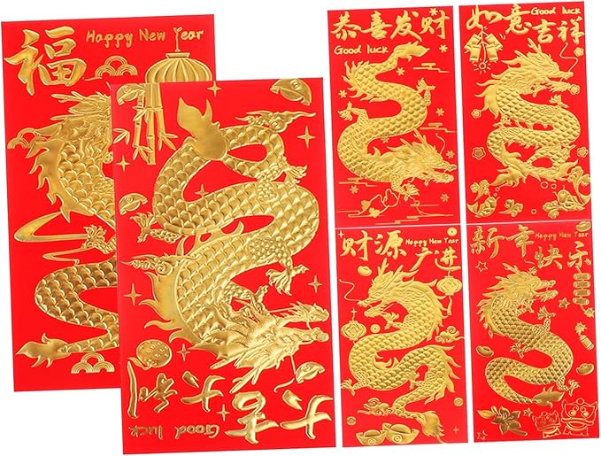 Chinese Red Envelopes 30pcs Dragon Year Design Luck Money Packets for Weddings Celebrations - Image 1