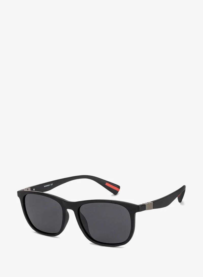 Vincent Chase Vincent Chase By Lenskart | Full Rim Square Branded Latest and Stylish Sunglasses | Polarized and 100% UV Protected | Men & Women | Large | LA S13163 (Color:-Black/Lens Grey)-Pack of 1