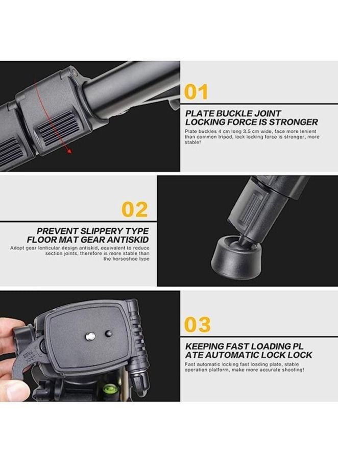 Jmary KP-2234 Professional Aluminium Tripod for All DSLR Cameras (Black) - Image 2