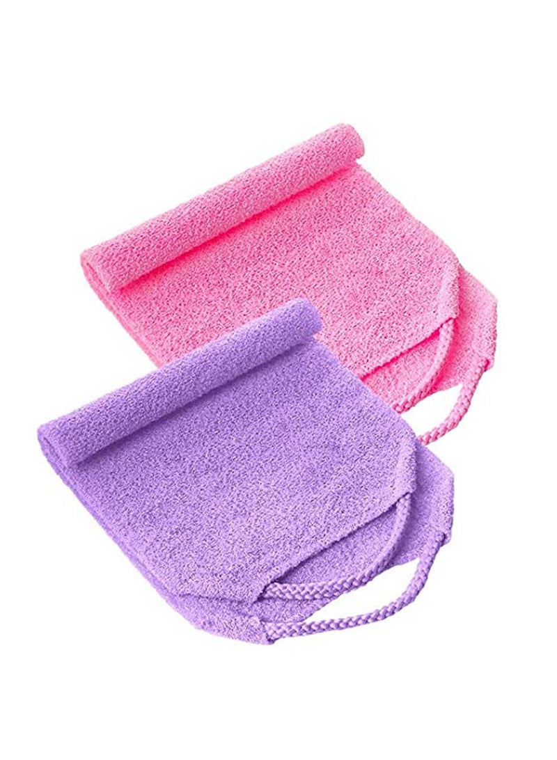 Barakah 2 Pack Back Scrubber for Shower Exfoliating Washcloth Back Cloth Body Extended Length Scrubber Towel Nylon Exfoliating Stretchable Pull Strap Wash Cloth for Bath Body Scrub Washcloth - Image 1