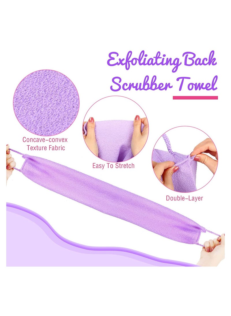 Barakah 2 Pack Back Scrubber for Shower Exfoliating Washcloth Back Cloth Body Extended Length Scrubber Towel Nylon Exfoliating Stretchable Pull Strap Wash Cloth for Bath Body Scrub Washcloth - Image 3