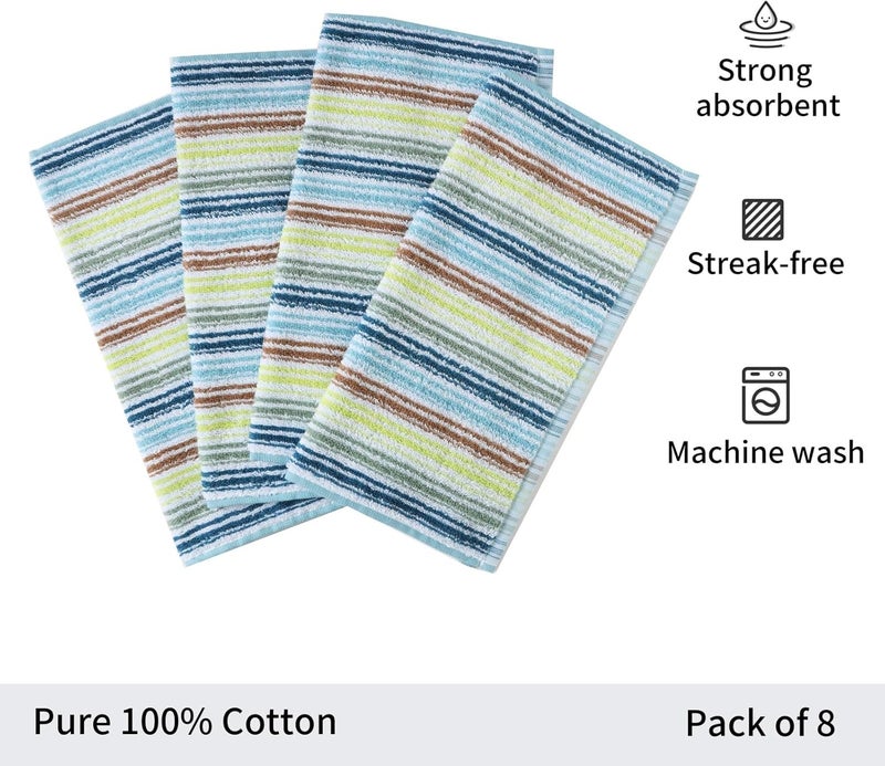 Oeleky Kitchen Dishcloths for Washing Dishes, Ultra Absorbent Dish Rags, Cotton Cleaning Cloths Pack of 8, 12x12 Inches (mix-1, 12x12 inch) - Image 4