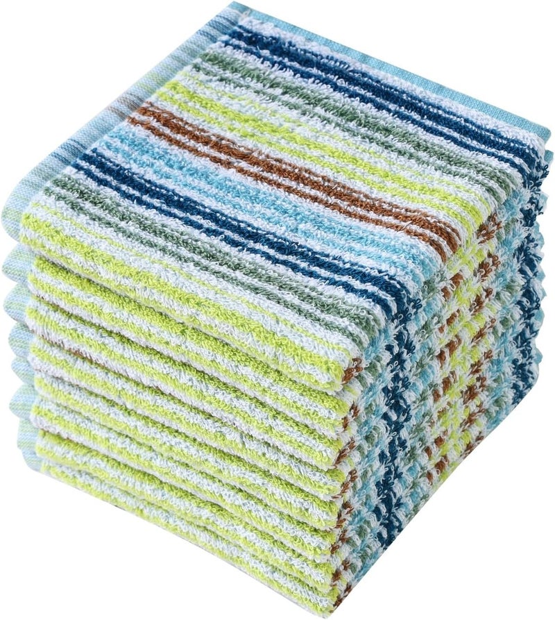 Oeleky Kitchen Dishcloths for Washing Dishes, Ultra Absorbent Dish Rags, Cotton Cleaning Cloths Pack of 8, 12x12 Inches (mix-1, 12x12 inch) - Image 1