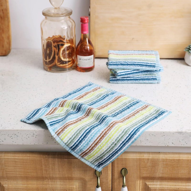 Oeleky Kitchen Dishcloths for Washing Dishes, Ultra Absorbent Dish Rags, Cotton Cleaning Cloths Pack of 8, 12x12 Inches (mix-1, 12x12 inch) - Image 2