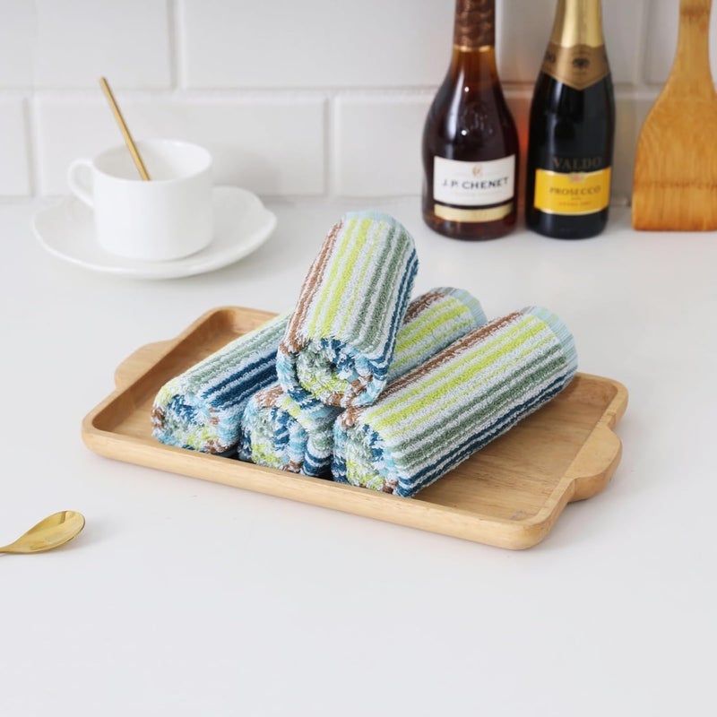 Oeleky Kitchen Dishcloths for Washing Dishes, Ultra Absorbent Dish Rags, Cotton Cleaning Cloths Pack of 8, 12x12 Inches (mix-1, 12x12 inch) - Image 5