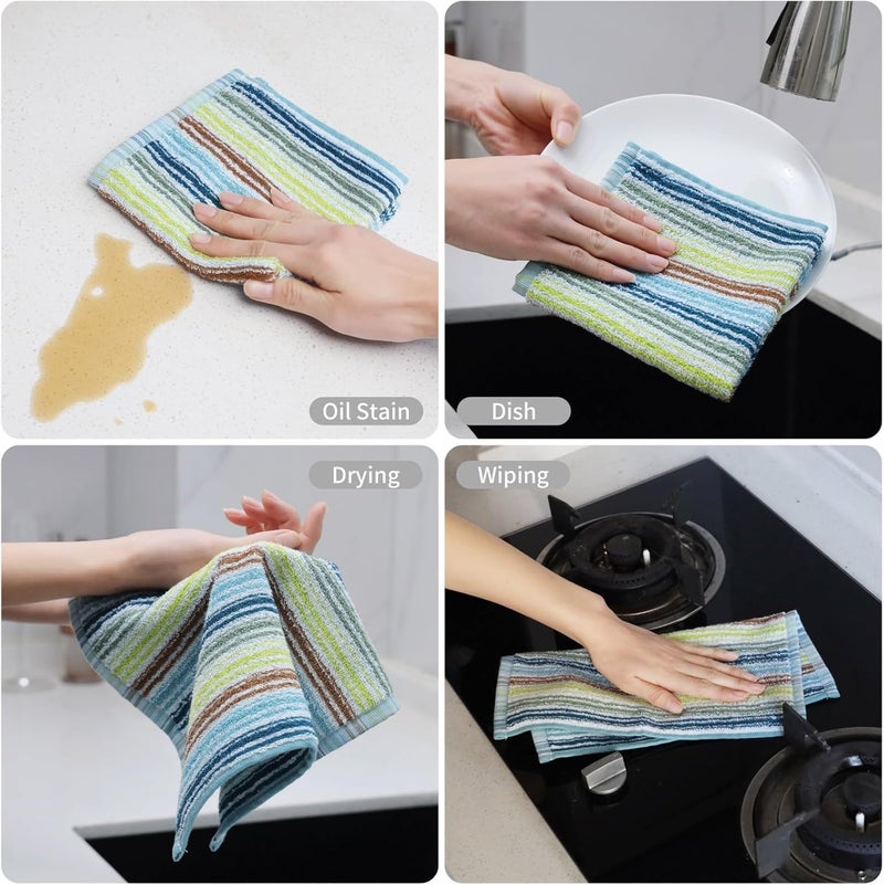Oeleky Kitchen Dishcloths for Washing Dishes, Ultra Absorbent Dish Rags, Cotton Cleaning Cloths Pack of 8, 12x12 Inches (mix-1, 12x12 inch) - Image 3