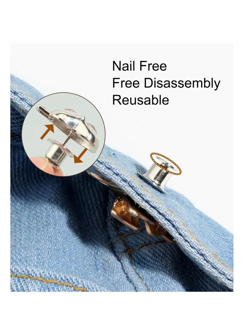 Generic - Adjustable Waist Buckle Extender Set, Jeans Nail Free Waist Extender Buttons for Pants, Perfect Fit Instant Button - Image 1