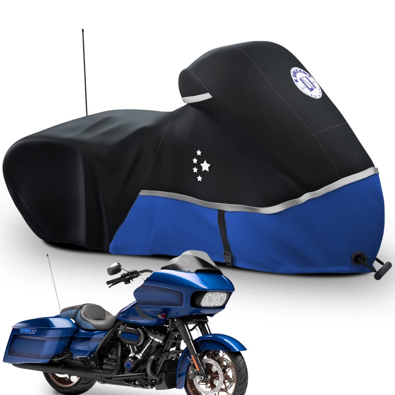 LI LIBZAKI Motorcycle Cover Storage for Touring Models Harley Davidson Road KingRoad GlideStreet Glide Electra GlideHeritage ClassicLow RiderSTand Most Motorcycles Blue
