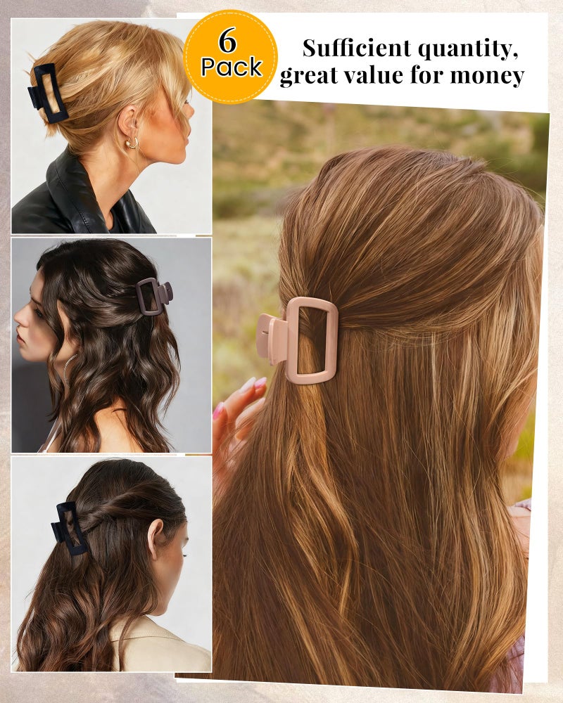 Mesovor 2 Styles Silicone Flexible Hair Claw Clips, 6 Pack Soft Bendable Hair Clips for Women | Rectangle Small Large Cozy Hairclips (Dark Khaki, Coffee, Black) - Image 5