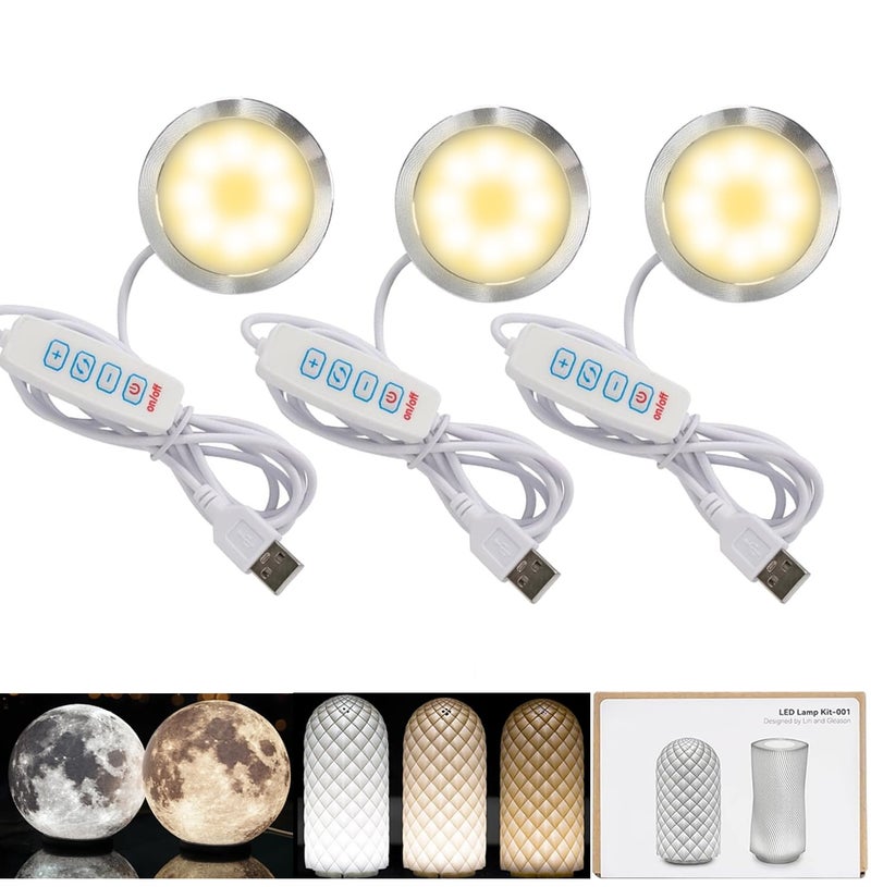 3DZWMAN 3PCS LED Lamp Kit 001 Compatible with Bambu Lab A1 mini/A1/P1S/P2S/X1C/X1E/X2D Makerworld 3D Prints, 3 Color Temperature, Power Outage Color Storage, Dimming, DIY Hardware Spare Parts - Image 1