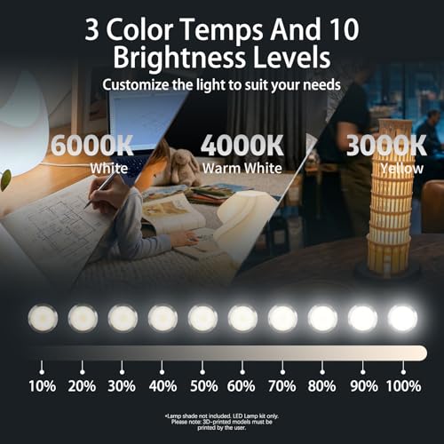 3DZWMAN 3PCS LED Lamp Kit 001 Compatible with Bambu Lab A1 mini/A1/P1S/P2S/X1C/X1E/X2D Makerworld 3D Prints, 3 Color Temperature, Power Outage Color Storage, Dimming, DIY Hardware Spare Parts - Image 3