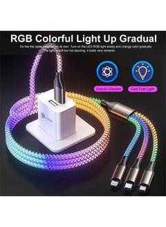 Generic 3 in1 LED Multi Charging Cable,4ft RGB Light UP Gradual USB to Lightning/Micro USB/Type-C Multi Charger Cable 6A Fast Charing Cord for iPhone,Samsung Galaxy,LG,Tablets and Most Cell Phones  - Image 2