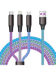 Generic 3 in1 LED Multi Charging Cable,4ft RGB Light UP Gradual USB to Lightning/Micro USB/Type-C Multi Charger Cable 6A Fast Charing Cord for iPhone,Samsung Galaxy,LG,Tablets and Most Cell Phones  - Image 1