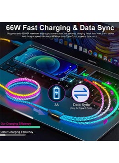 Generic 3 in1 LED Multi Charging Cable,4ft RGB Light UP Gradual USB to Lightning/Micro USB/Type-C Multi Charger Cable 6A Fast Charing Cord for iPhone,Samsung Galaxy,LG,Tablets and Most Cell Phones  - Image 5