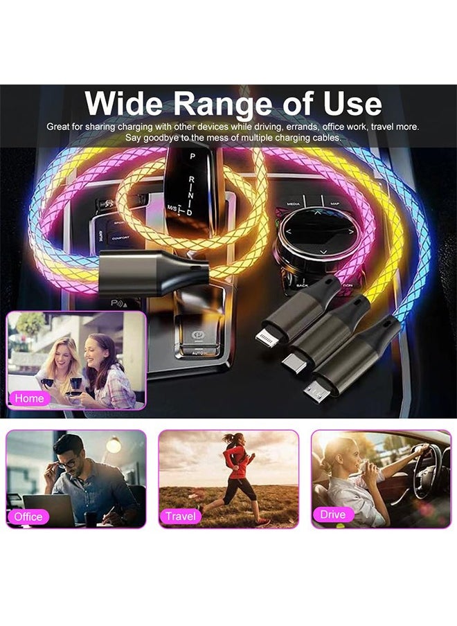Generic - 3 in1 LED Multi Charging Cable,4ft RGB Light UP Gradual USB to Lightning/Micro USB/Type-C Multi Charger Cable 6A Fast Charing Cord for iPhone,Samsung Galaxy,LG,Tablets and Most Cell Phones - Image 1