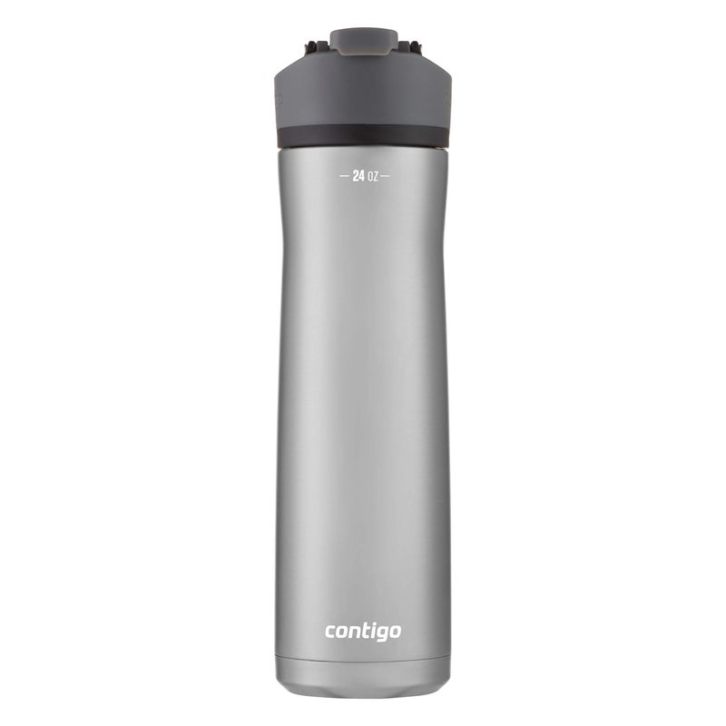 Contigo Cortland Chill 20 VacuumInsulated Stainless Steel Water Bottle SpillProof Sip Technology Interchangeable Lid 24oz SteelLicorice Perfect for Fitness Travel Everyday Use