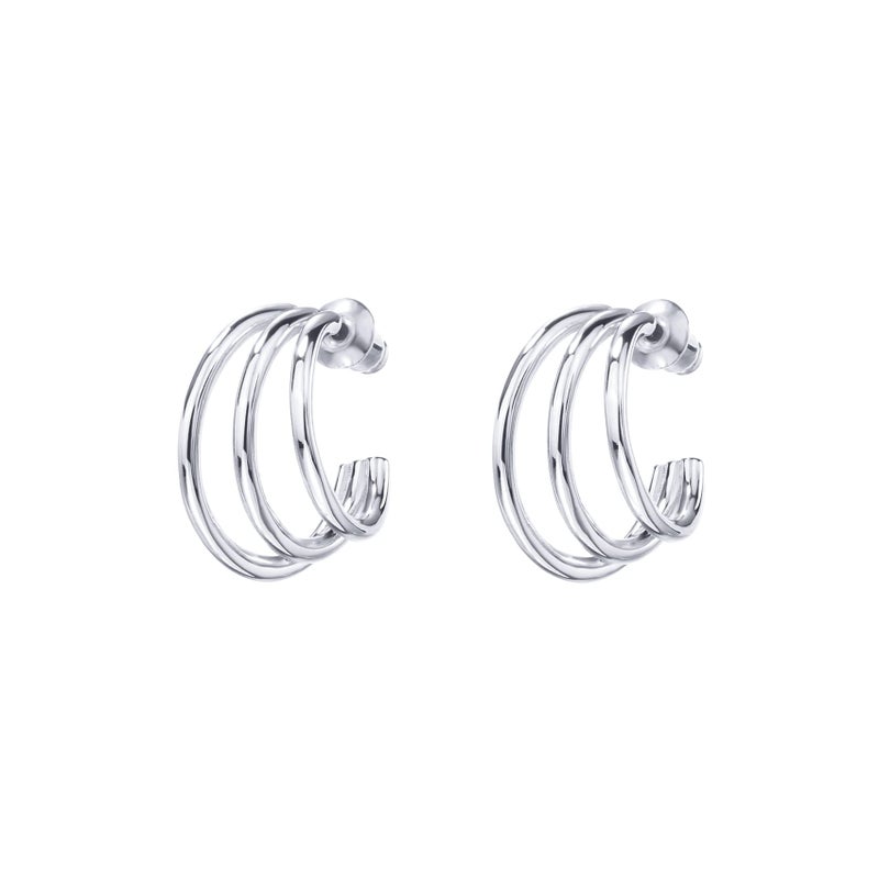 PAVOI 14K Gold Plated 925 Sterling Silver Post Split Huggie Earrings | White Gold Earrings for Women - Image 3