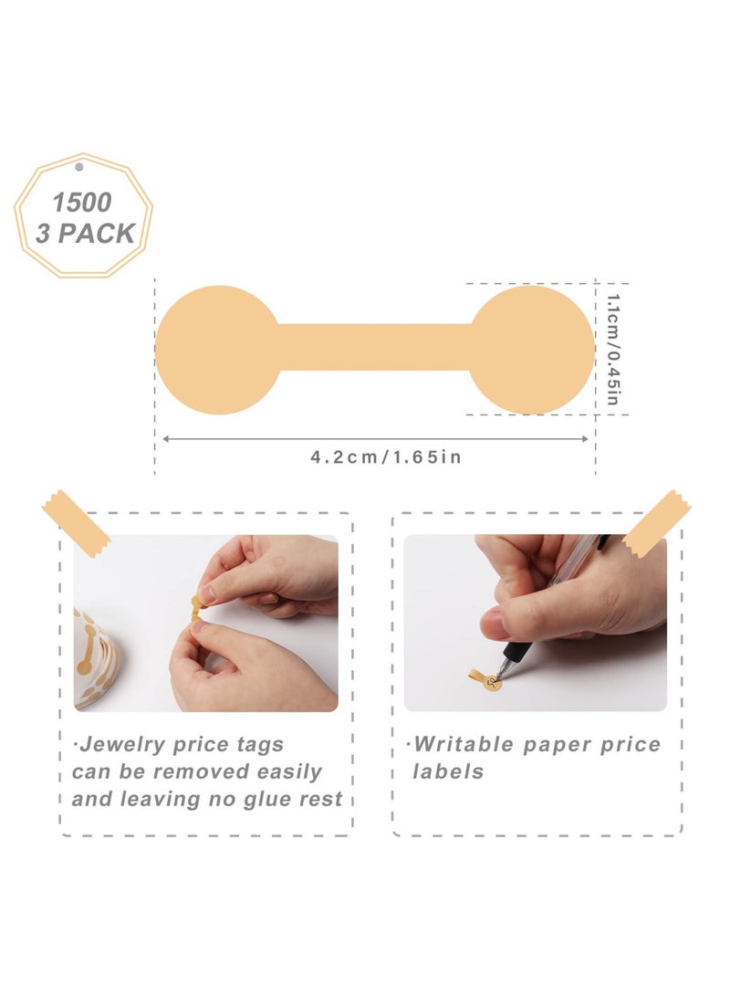 SOLARAE Jewelry Tags Blank, 1500 pcs Barbell Jewelry Price Tags, Self Adhesive Blank Price Indentification Tags, Jewelry Price Tags Stickers Labels Suitable for Bracelet, Ring, Clothing Display - Image 2