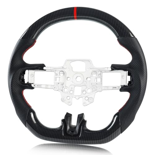 Voonke Steering Wheel for Mustang Black HydroDip Carbon Fiber Dshaped Flatbottom Preforated Leather Grip Steering Wheel For Mustang EcoBoostGTShelby GT350GT350R 20152017 - Image 1