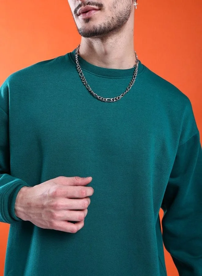 The Indian Garage Co  The Indian Garage Co Men Oversized Fit Solid Crew Neck Full Sleeves Sweatshirt  | Best Price UAE