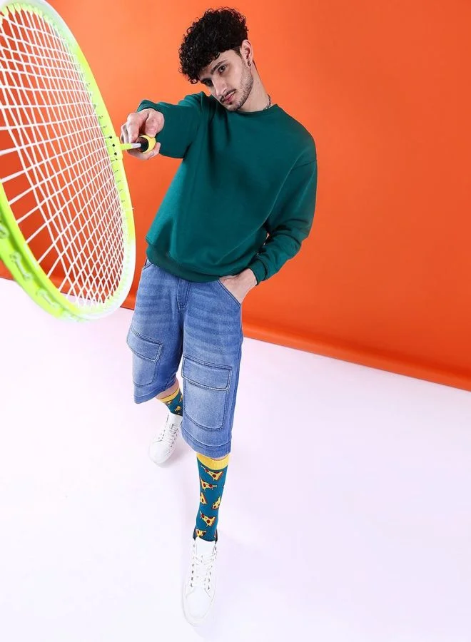 The Indian Garage Co  The Indian Garage Co Men Oversized Fit Solid Crew Neck Full Sleeves Sweatshirt  | Best Price UAE