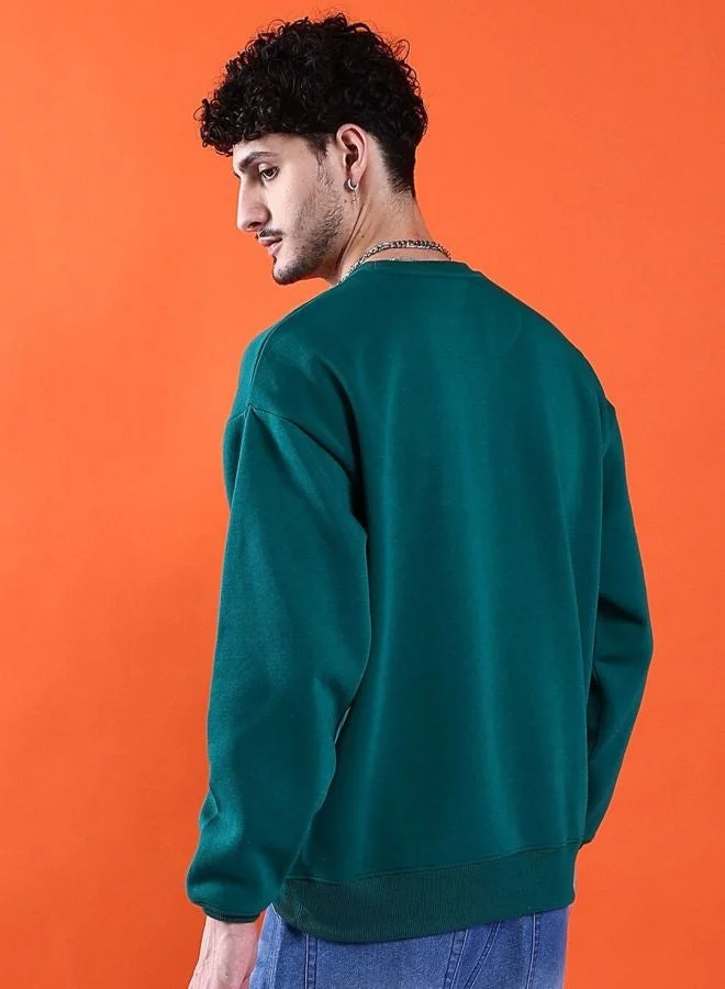 The Indian Garage Co  The Indian Garage Co Men Oversized Fit Solid Crew Neck Full Sleeves Sweatshirt  | Best Price UAE