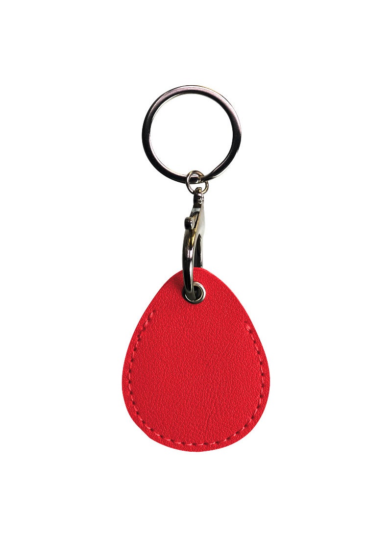 Generic PU Leather Drop Keychain Card Holder Red drop shape 