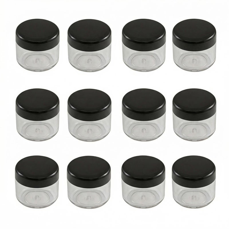 ericotry 12PCS 15 Gram 15ml 05oz Refillable Black Plastic Screw Cap Lid with Clear Base Empty Plastic Container Jars for Nail Powder Bottles Eye Shadow Container Lot Powder Container - Image 3
