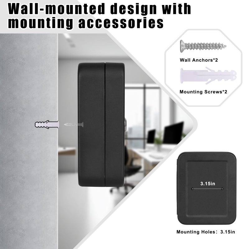 KYODOLED Key Cabinet Wall Mount, Locking Key Box Organizer, Key Lock Box with Key, Key Holder Lock Box for Wall, 20 Key Hooks & Tags Key Lab,7.8"x6.3"x3.14" Black - Image 5