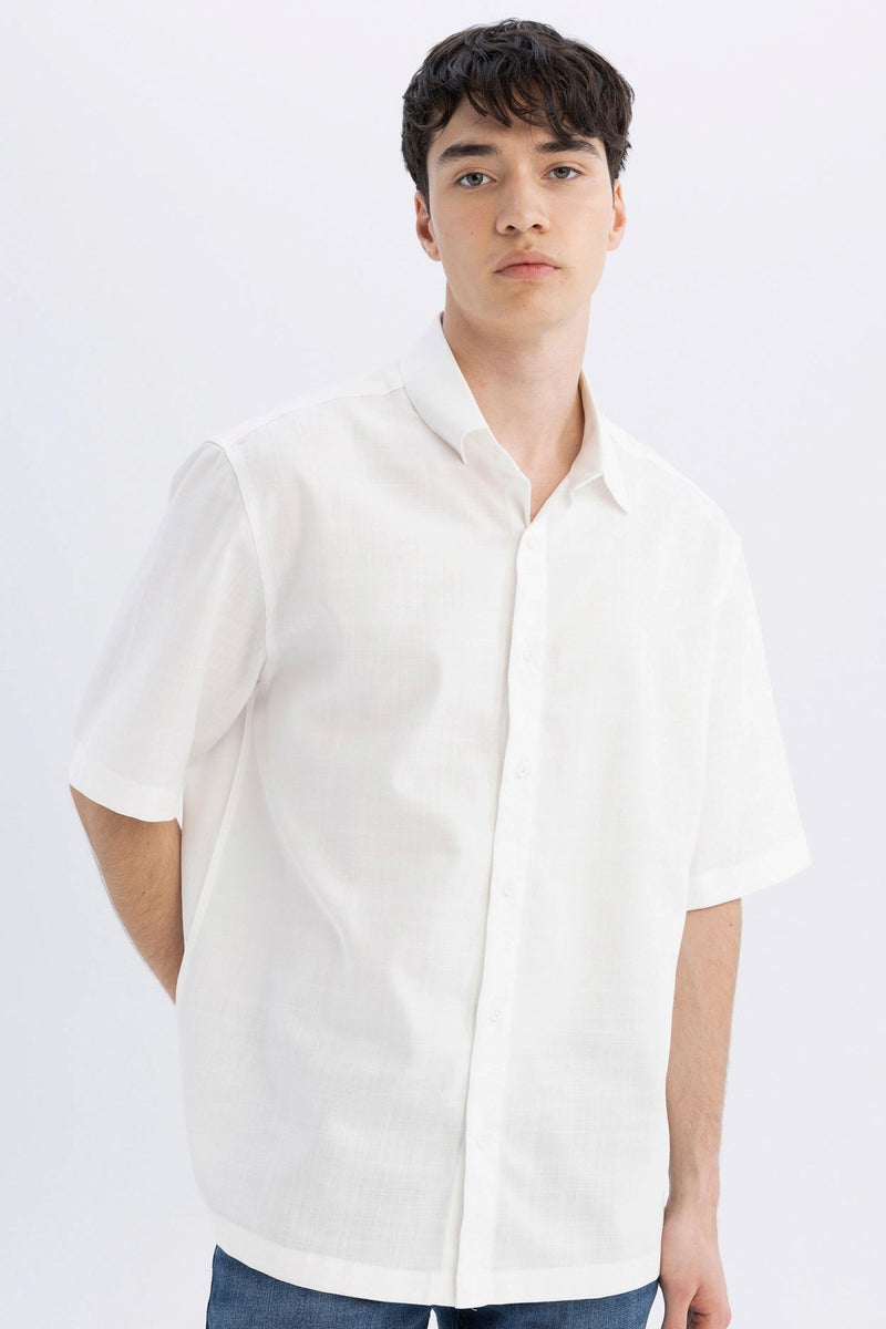 DeFacto Man Relax Fit Tencel Short Sleeve Shirt - Image 1