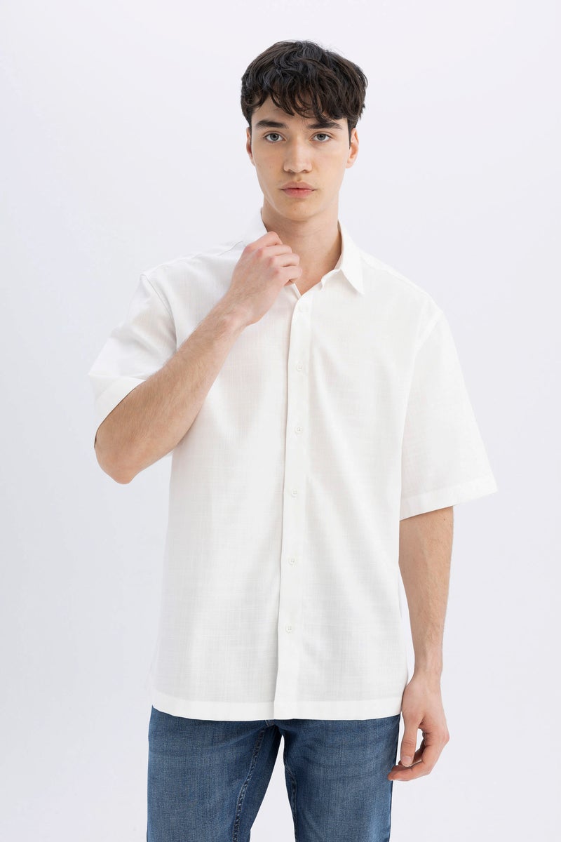 DeFacto Man Relax Fit Tencel Short Sleeve Shirt - Image 4