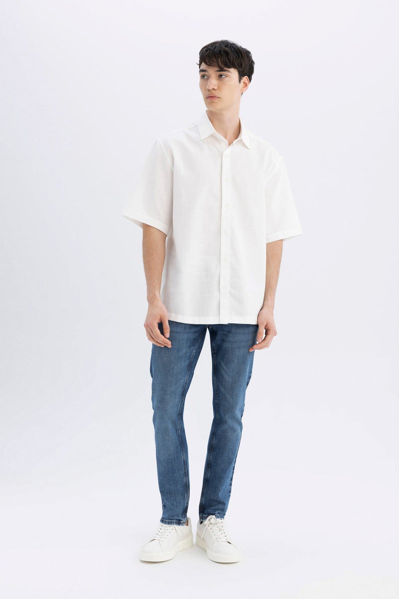 DeFacto Man Relax Fit Tencel Short Sleeve Shirt - Image 2