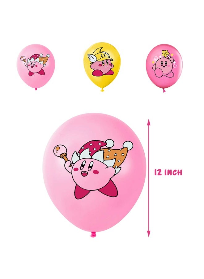 Zeemey - Kirby Theme Balloon Set with Happy Birthday Banner,Cake Topper,Hanging Spins,Perfect for Graduation Baby Shower Birthday Bachelorette Party Backdrop Decoration,Suitable for Indoor and Outdoor - Image 1