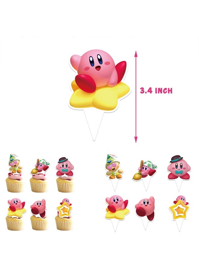 Zeemey - Kirby Theme Balloon Set with Happy Birthday Banner,Cake Topper,Hanging Spins,Perfect for Graduation Baby Shower Birthday Bachelorette Party Backdrop Decoration,Suitable for Indoor and Outdoor - Image 1