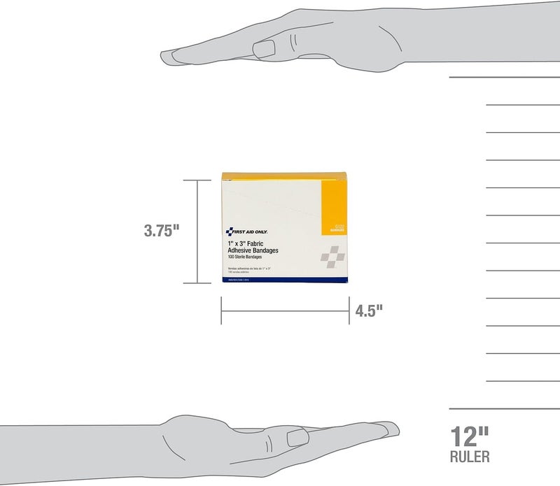 First Aid Only Fabric Bandages, 100 Count, 1 x 3 Inch Adhesive Bandages for Minor Cuts and Abrasions - Image 3