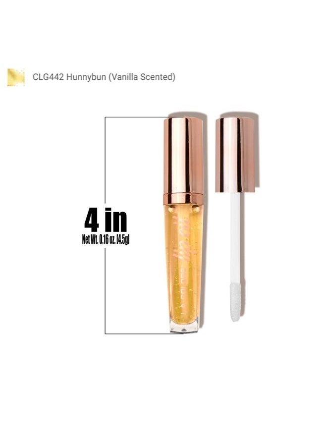 LA Colors L.A. Colors 1 Lip Oil Lipgloss [ CLG442 Hunnybun : Vanilla Scented ] Lip Gloss Balm Ultra Hydrating Formula + Free Zipper Bag 