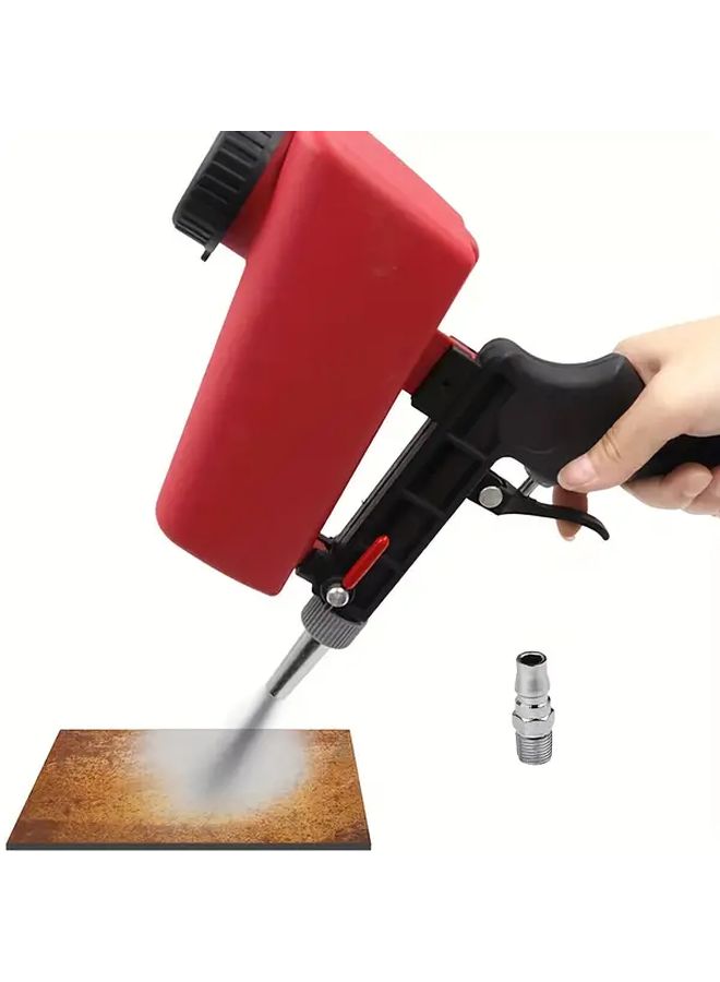 Red Portable 90psi Pneumatic Sandblasting Gun Kit Gravity Feed Spray Tool - Image 2