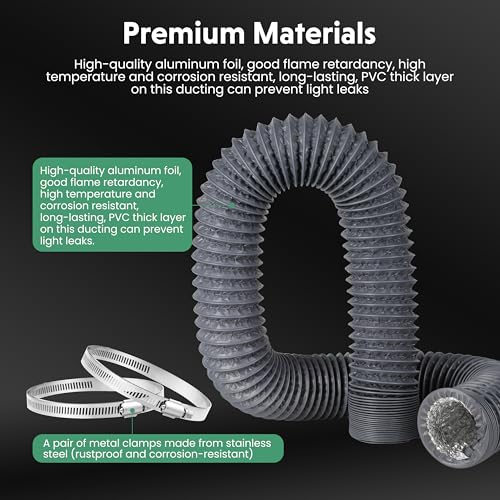 InfiniPower 3-Inch Aluminum Ducting, Dryer Vent Hose, Heavy-Duty Three-Layer Protection, 8-Feet Long for Heating Cooling Ventilation and Exhaust, Gray - Image 2