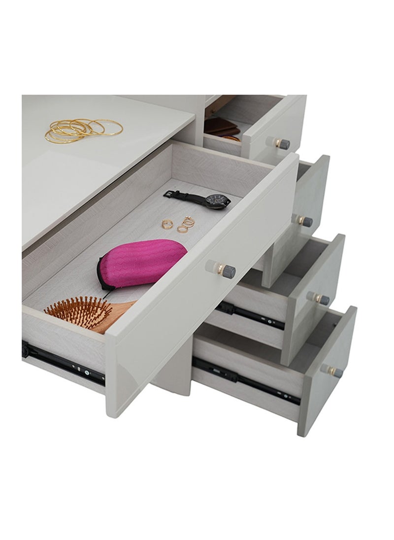 ROYALOAK Royaloak Phoenix Dresser | MDF Construction | 6 Drawers | High-Gloss Finish | Modern Design | Durable & Long-lasting | Easy to Clean | Dressing Table  - Image 5