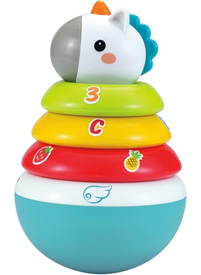 HOLA Roly-Poly Unicorn - 3-In-1 Stacking Toy, Rocker, And Rattle For Babies, Encourages Grasping, Hand-Eye Coordination, Color & Number Learning, Sensory Development For 6M+  - Image 1