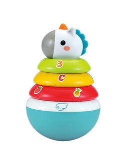 Hola Roly-Poly Unicorn - 3-in-1 Stacking Toy, Rocker, and Rattle for Babies, Encourages Grasping, Hand-Eye Coordination, Color & Number Learning, Sensory Development for 6M+