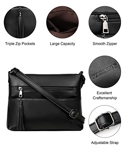 MASINTOR Crossbody Bags for Women, Lightweight Medium Crossbody Purse, Soft Leather Women's Shoulder Handbags with Tassel for Shopping or Travel - Image 5