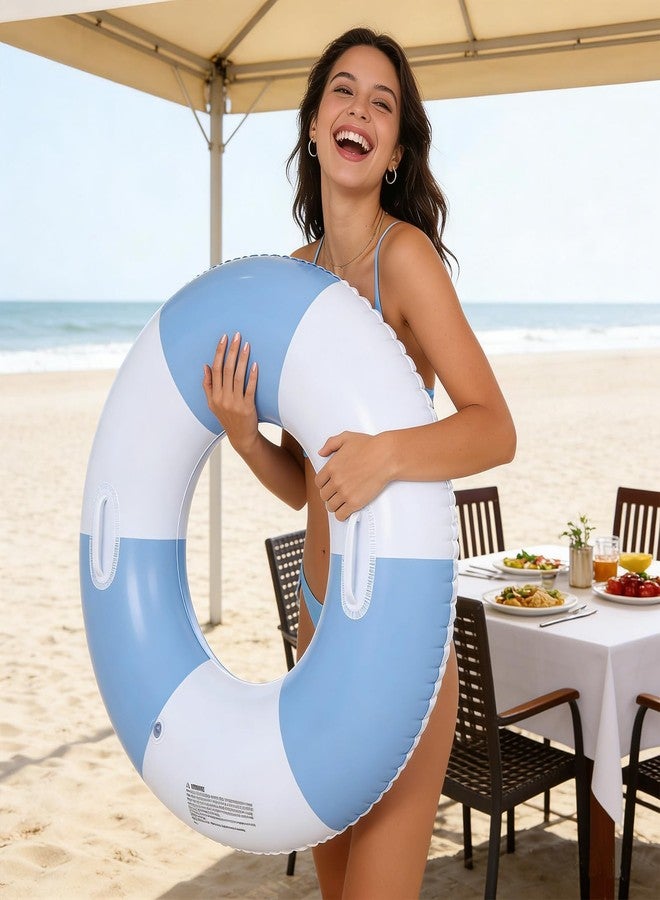 Baseo 2PCS Inflatable Pool Floats for Adult-32.5 inch Large Pool Tubes with Handles Swim Ring Pool Floaties Inflatable Swimming Pool Raft Party Water Summer Beach Float Supplies (Blue) - Image 5